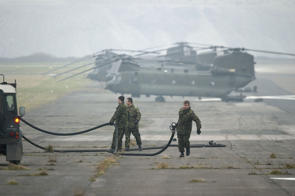 FOB Ground crew get ready for an inbound helicopter at Walney on exercise Herrick Eagle